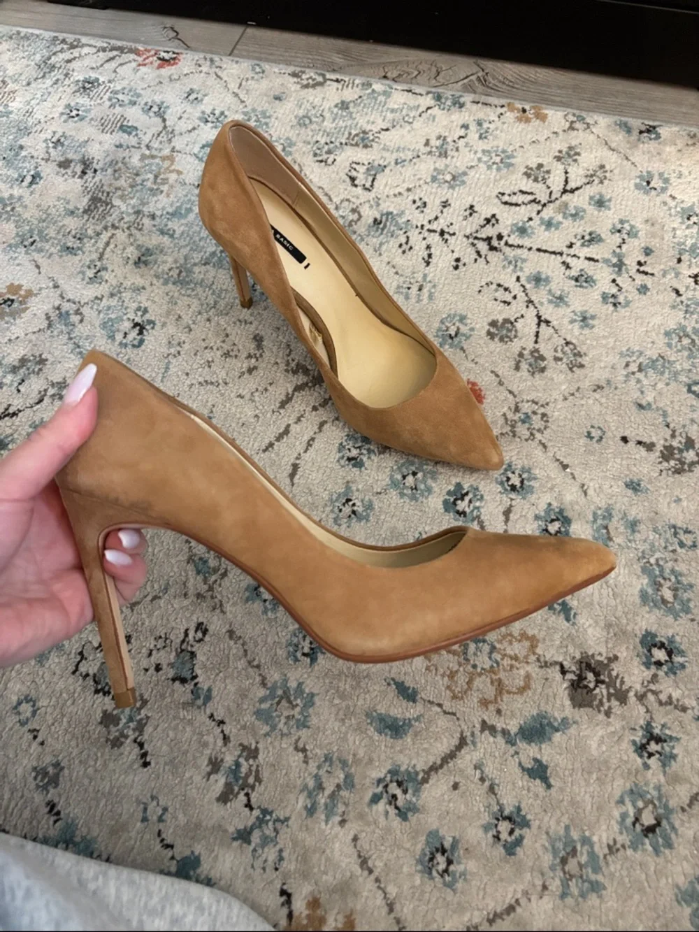 Zara Camel Suede Pointed-Toe Stiletto Pumps - Picture 3 of 3